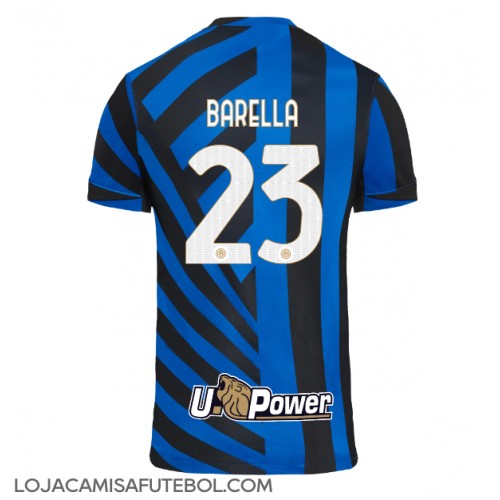 Camisa de Futebol Inter Milan Nicolo Barella #23 Equipamento Principal 2024-25 Manga Curta